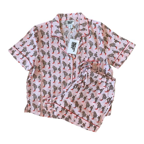 Pink Poodle Pajama Shorts Set Size SMALL by Bouffants & Broken Hearts New - Picture 12 of 16